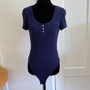 Aerie Deep Blue Scoop Neck Body-con Bodysuit. Size M.